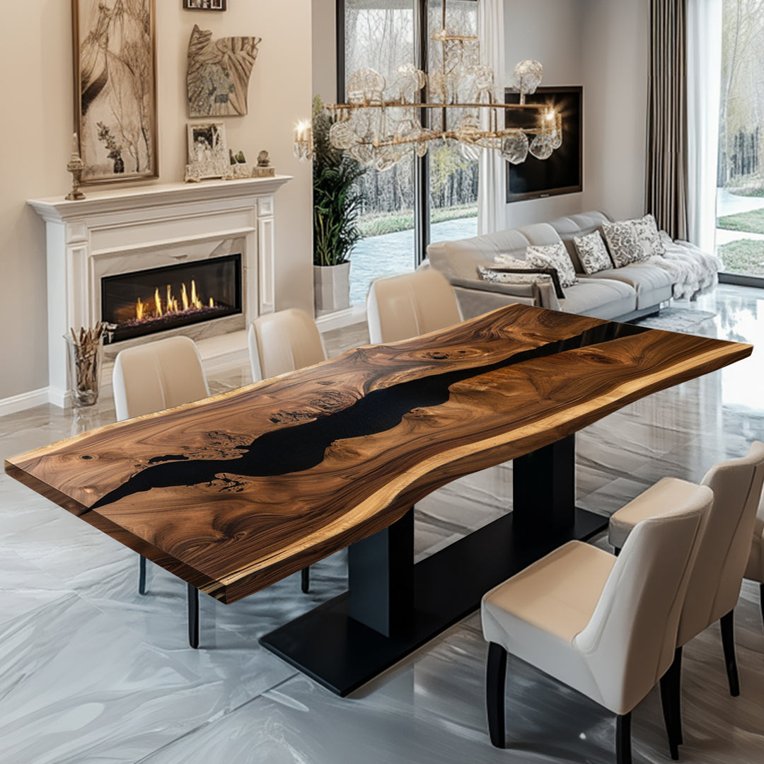 epoxy Conference Table，live edge dining table