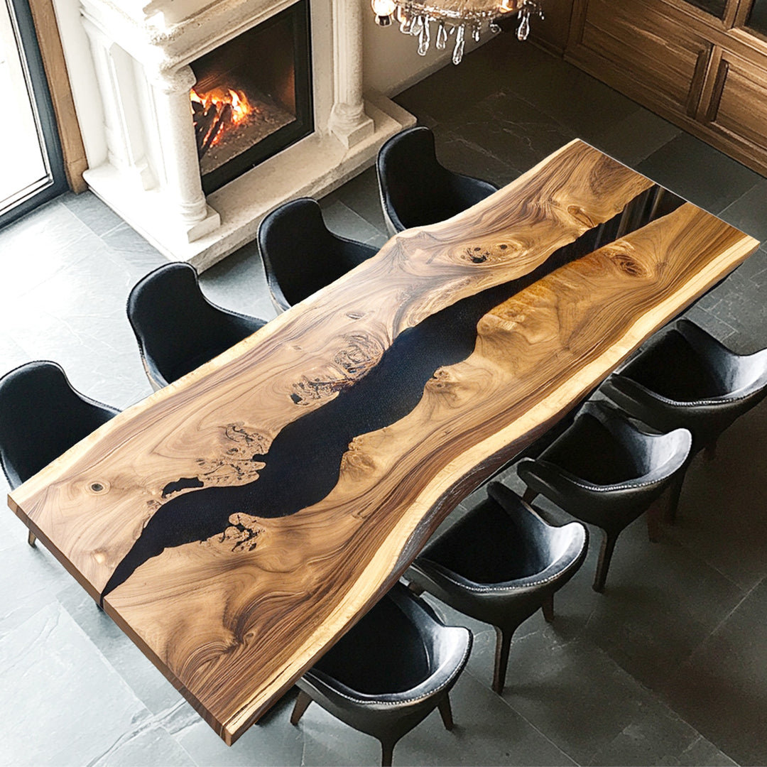 epoxy Conference Table，live edge dining table