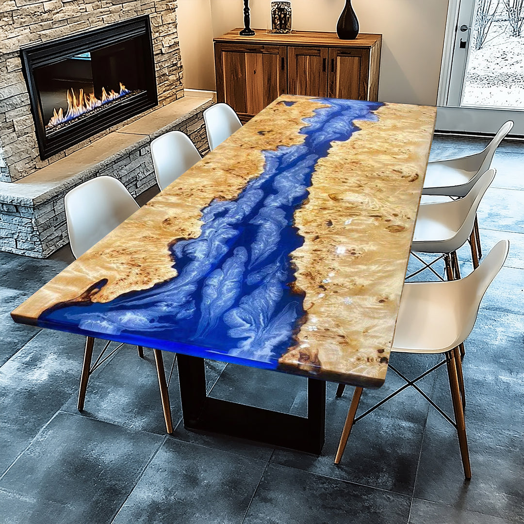 Custom Poplar River Epoxy Dining Table CRT-191