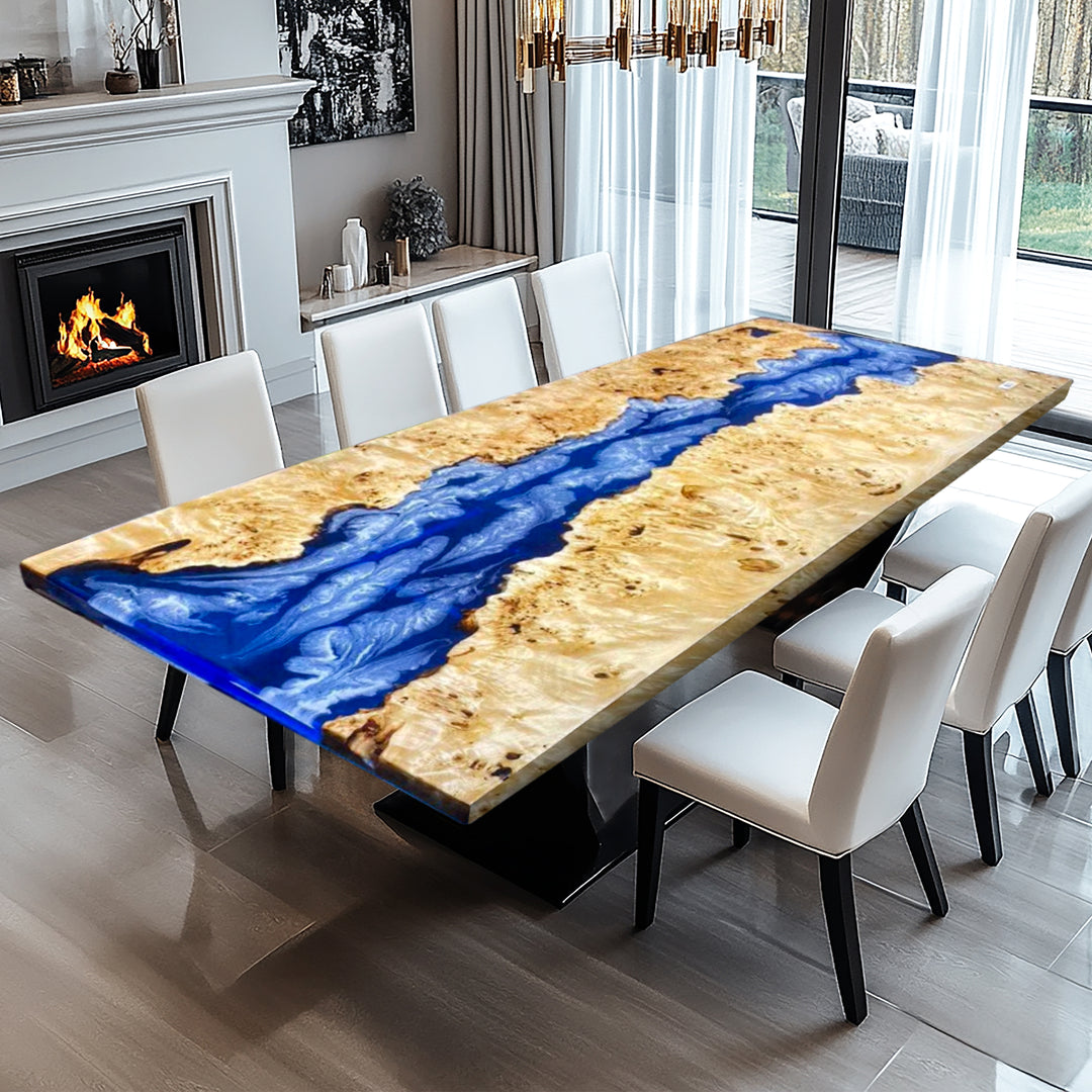 Custom Poplar River Epoxy Dining Table CRT-191