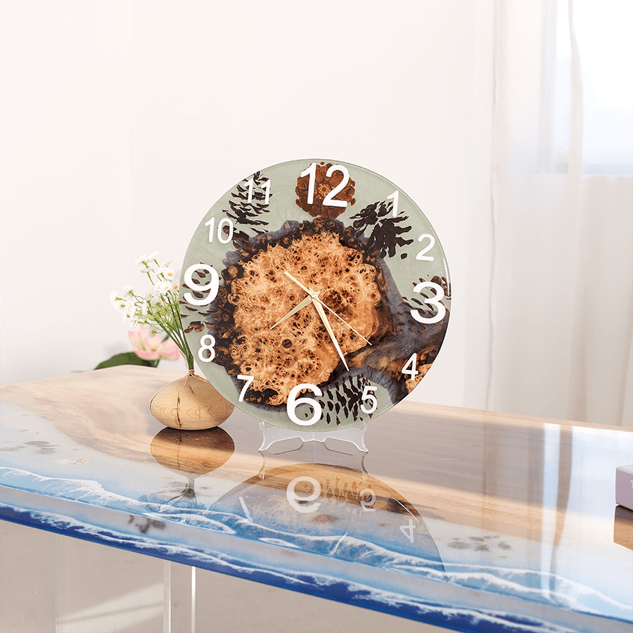 Seawave Poplar Wood Epoxy Wall Clock – 40cm x 40cm x 3cm