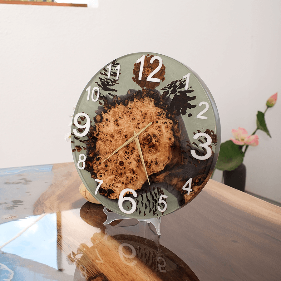 Seawave Poplar Wood Epoxy Wall Clock – 40cm x 40cm x 3cm