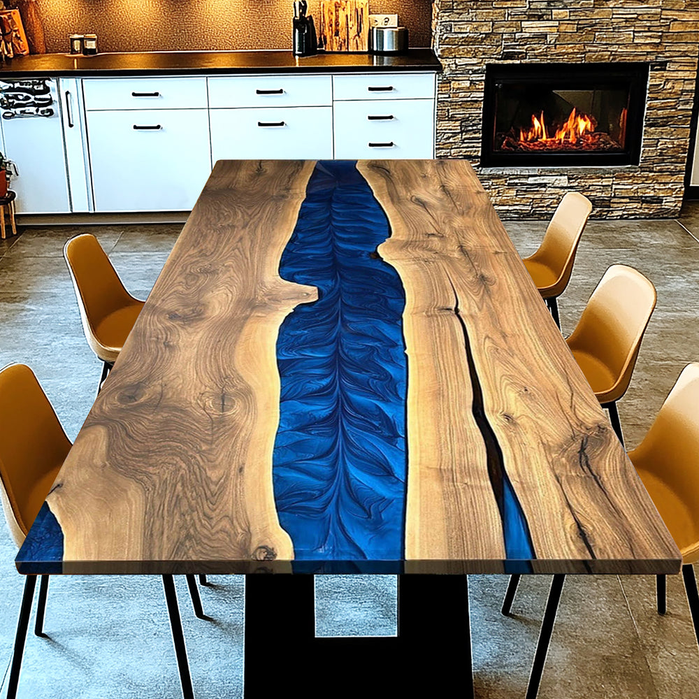 Epoxy River Table,Live Edge Dining Table,Epoxy Ocean Table