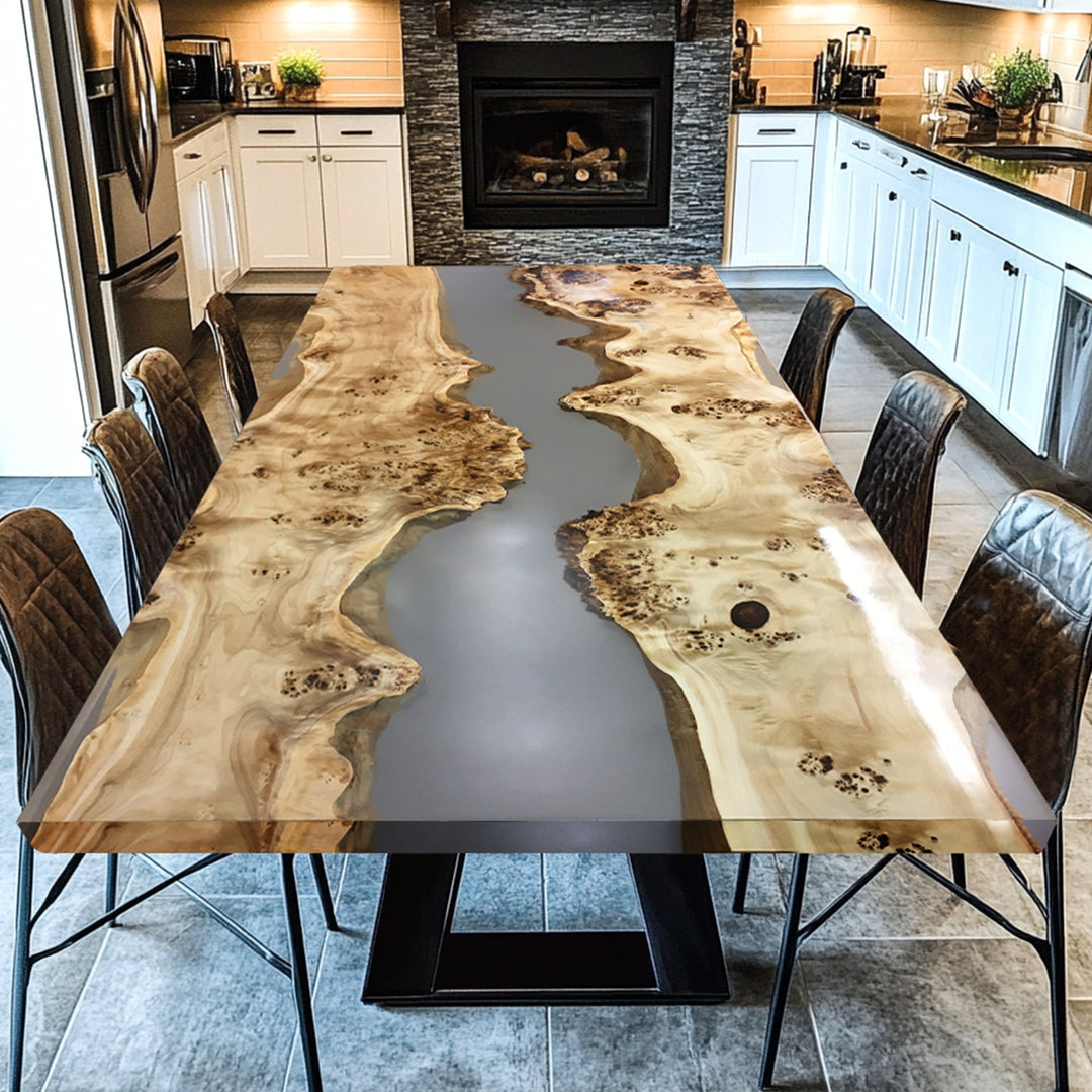 Custom Poplar Translucent White Resin Dining Table CRT-180