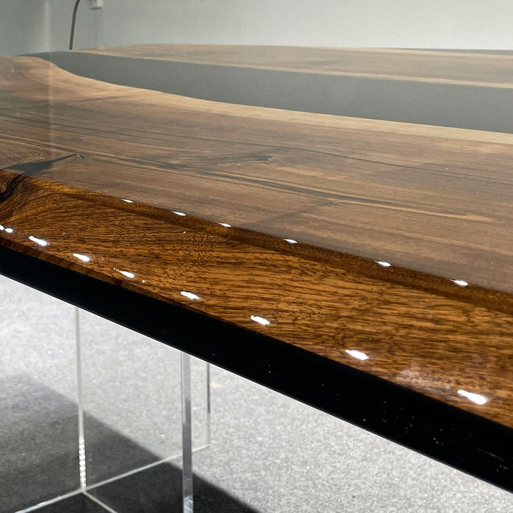 Ready to deliver walnut resin dining table with premium finish