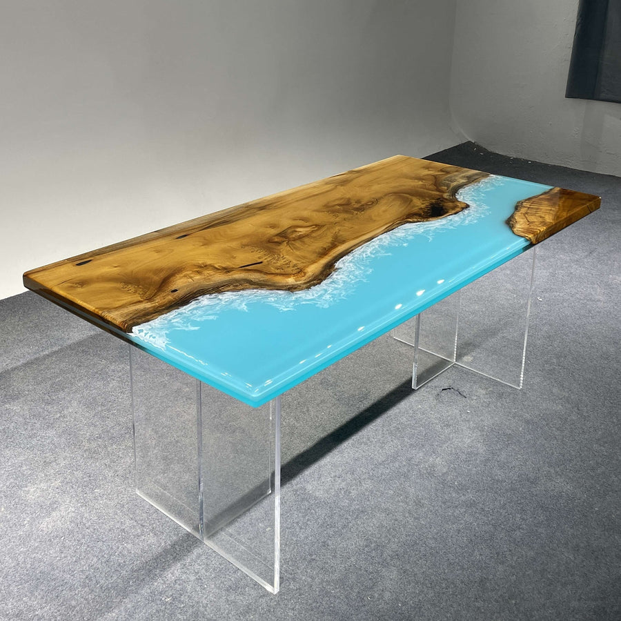 Epoxy river table,live edge epoxy dining table