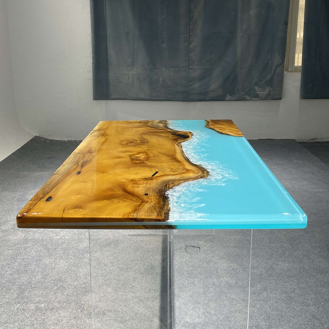 Epoxy river table,live edge epoxy dining table