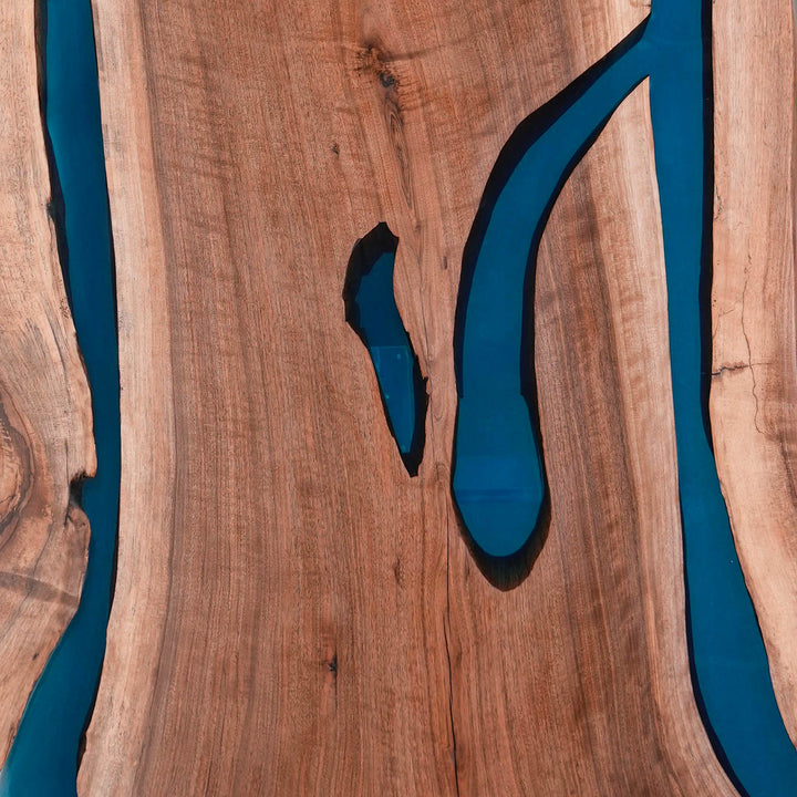 SeawaveTable-Luxury epoxy resin table for dining room, handmade straight live edge epoxy river table