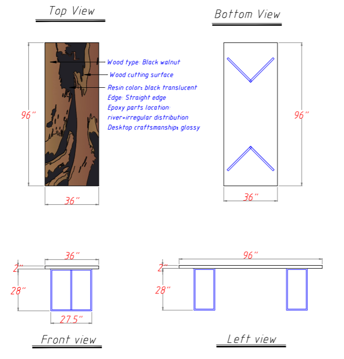 Seawavetable-Professional black walnut epoxy table for boardroom use