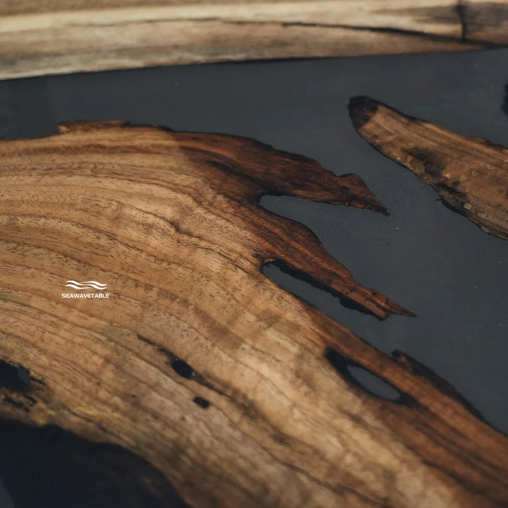 Seawavetable-Luxury black walnut resin conference table high-gloss surface
