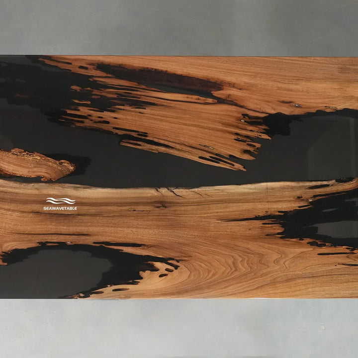 Seawavetable-Executive black walnut epoxy conference table with dark resin