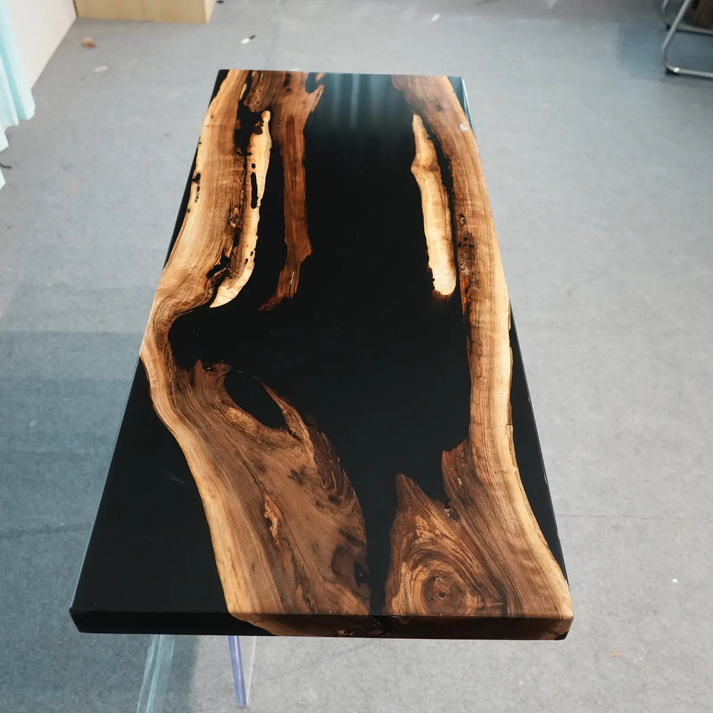 Seawavetable-Solid walnut live edge epoxy entryway table for home hallway decor