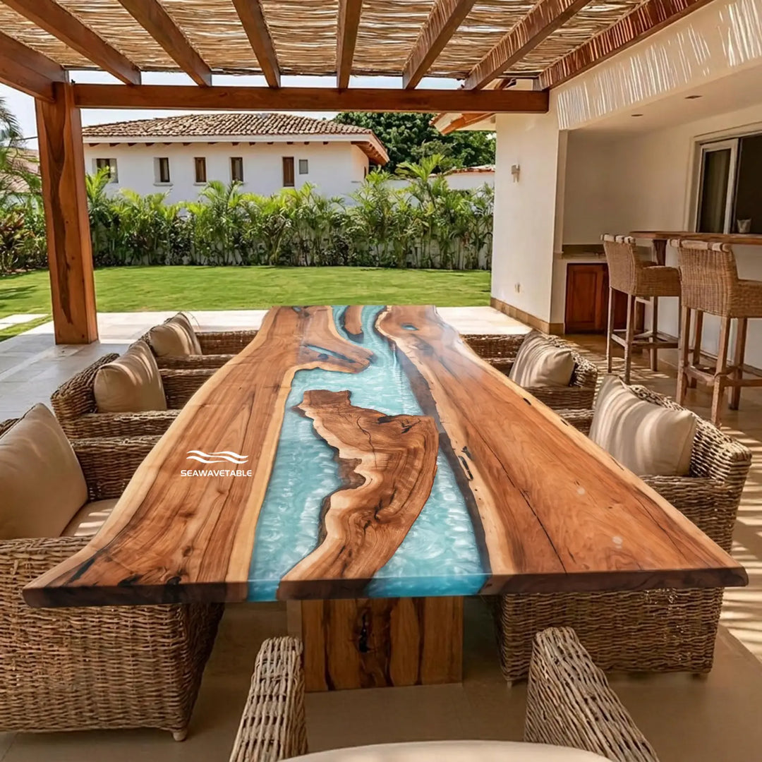 Seawavetable‑black‑walnut‑live‑edge‑pearlescent‑green‑epoxy‑river‑table