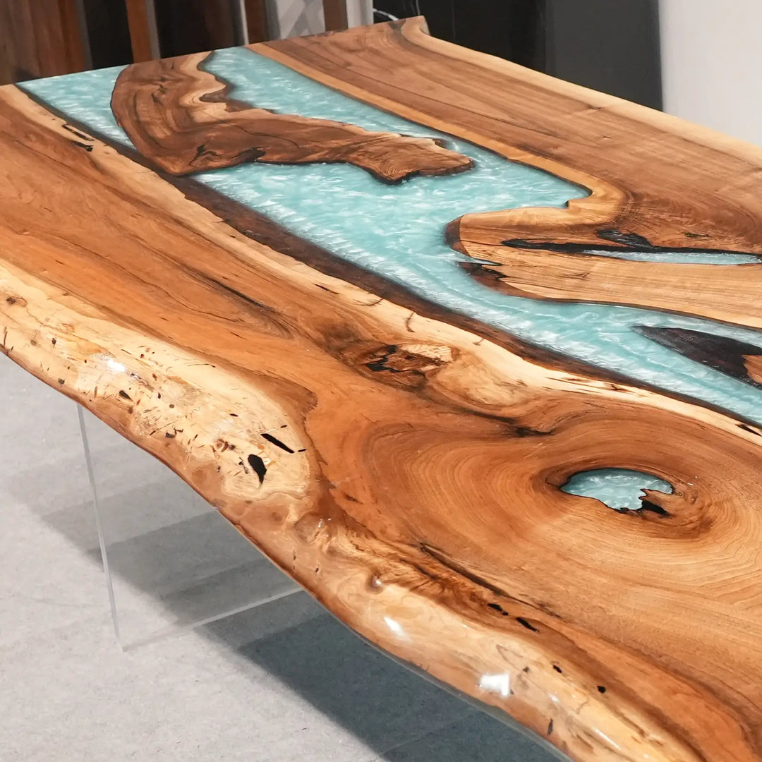 Seawavetable‑natural‑walnut‑character‑pearlescent‑green‑epoxy‑river‑furniture