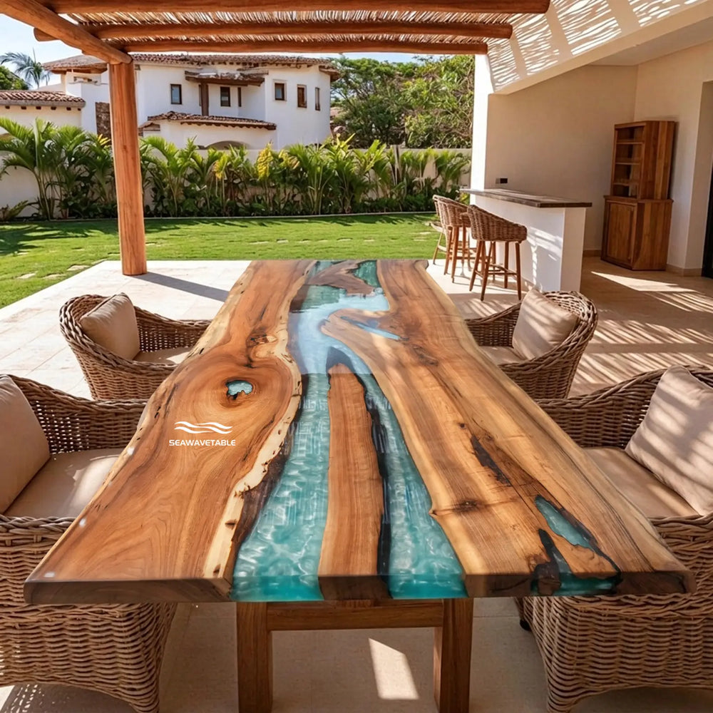 Seawavetable‑solid‑walnut‑slab‑dining‑table‑shimmer‑green‑epoxy‑inlay