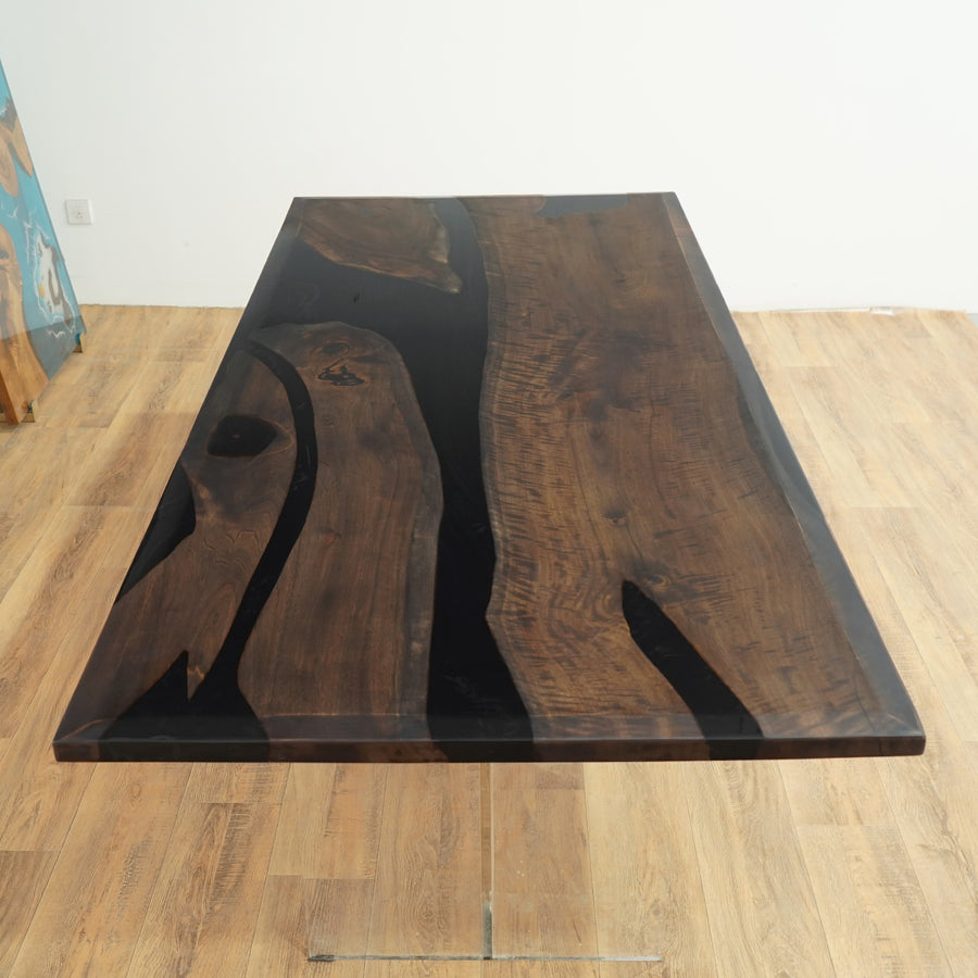 SeawaveTable-large black walnut epoxy table top