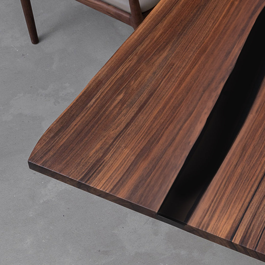 Seawavetable- handcrafted black walnut epoxy conference table live edge black resin table