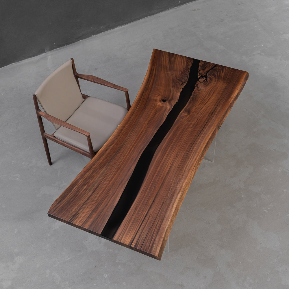Seawavetable- custom epoxy conference table black resin river black walnut boardroom table
