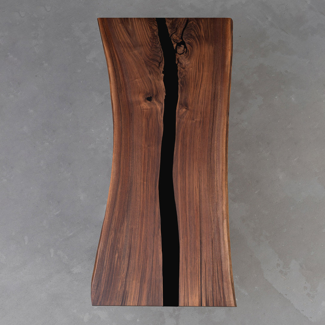 Seawavetable- matte black epoxy table live edge walnut modern boardroom meeting table