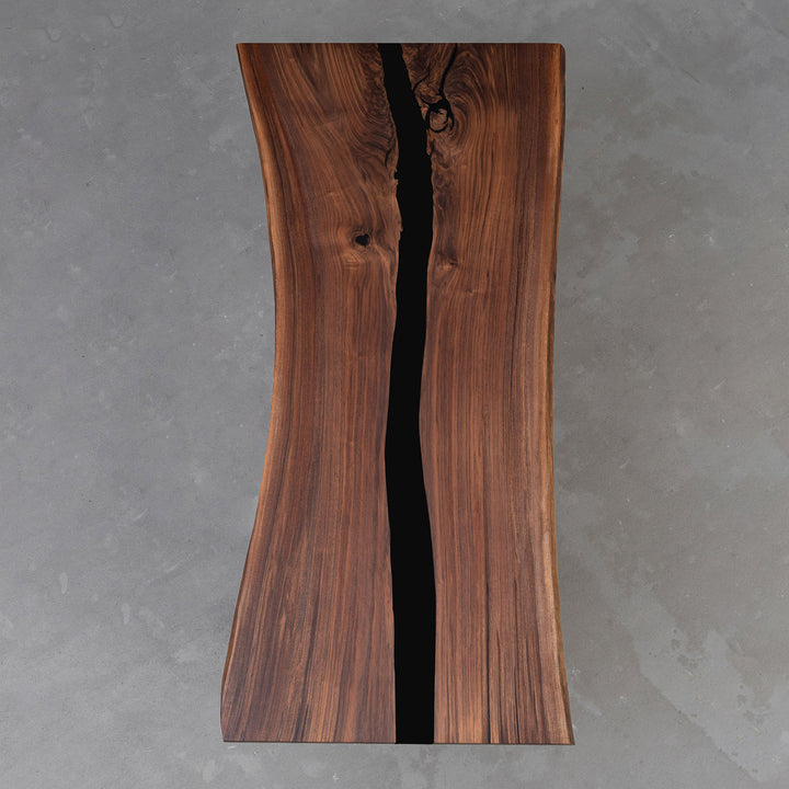 Seawavetable- matte black epoxy table live edge walnut modern boardroom meeting table