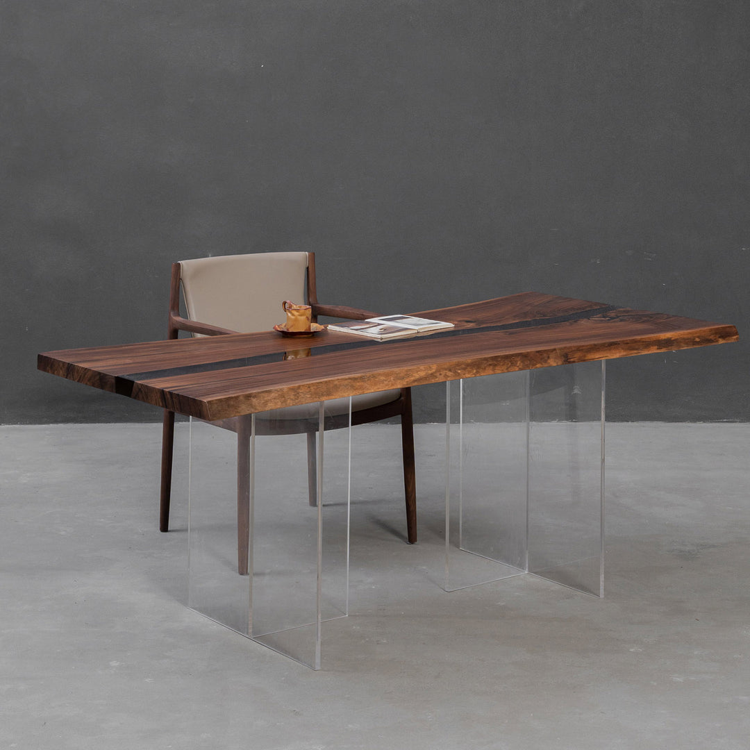 Seawavetable- black epoxy river conference table black walnut custom executive office desk