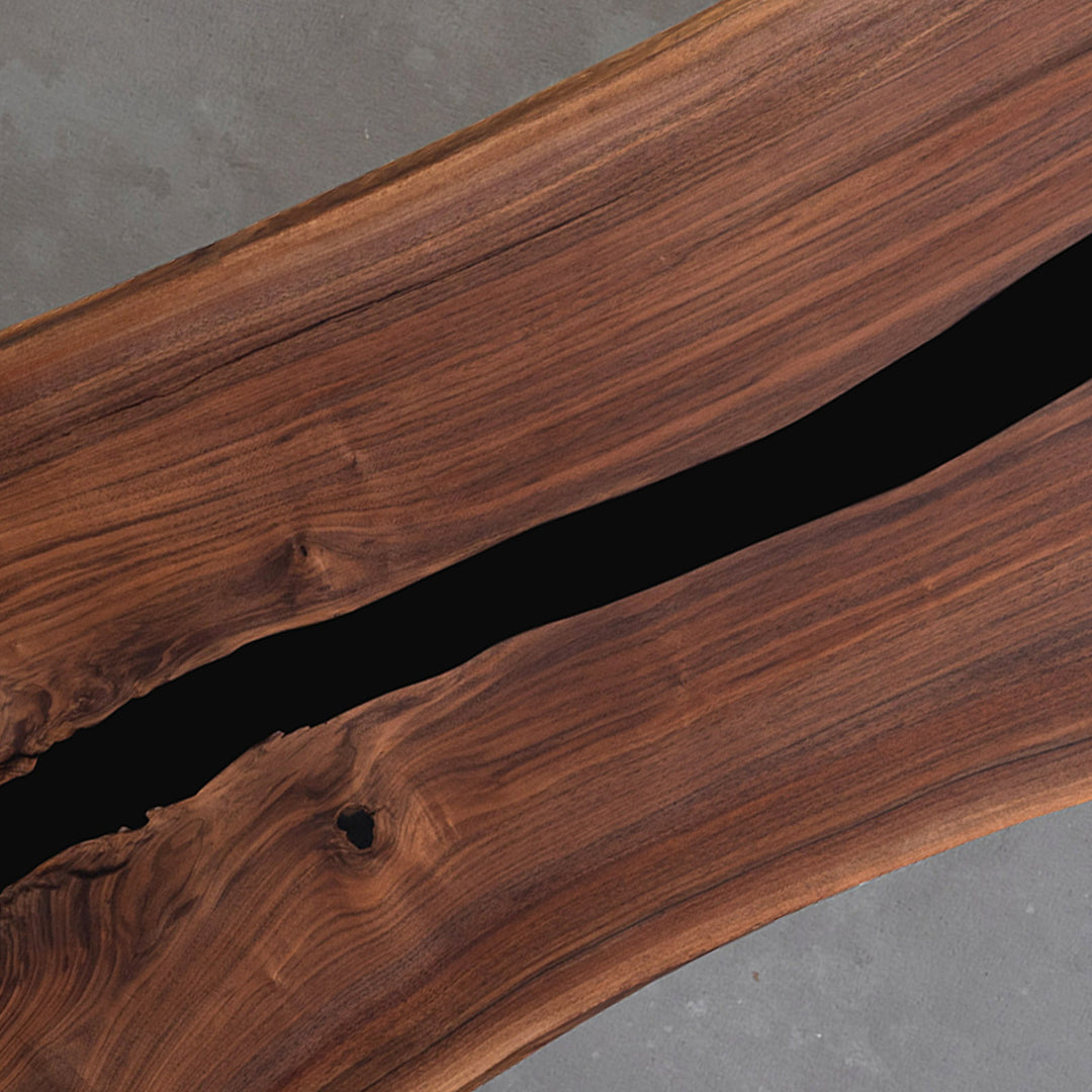 Seawavetable- custom black epoxy table black walnut conference table matte finish river design