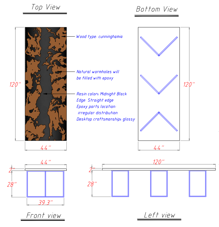 SeawaveTable-luxury black epoxy and wood grain meeting table