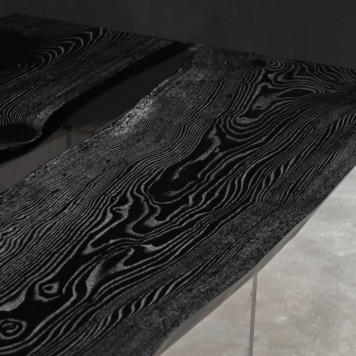 SeawaveTable-Elegant Live Edge Ash Wood Epoxy Resin Table