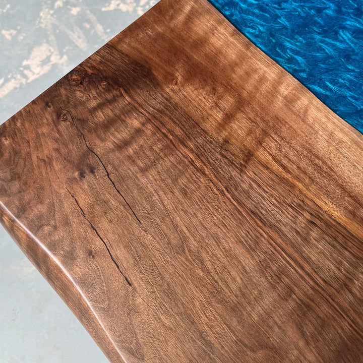 Seawavetable-Modern epoxy river dining table with LED light and custom resin options