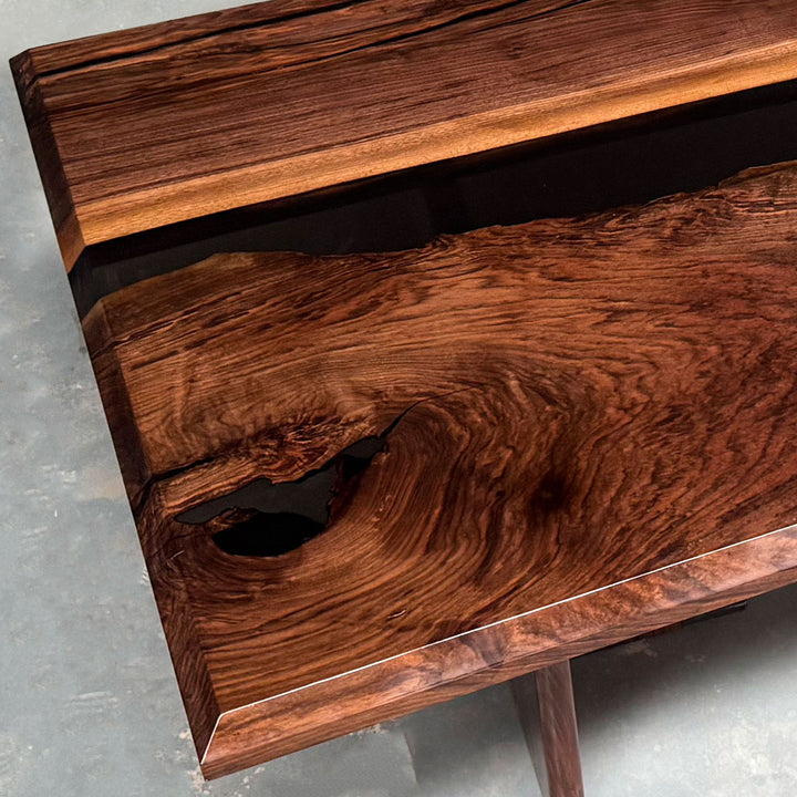 Seawavetable-Custom slanted edge epoxy table with glossy finish