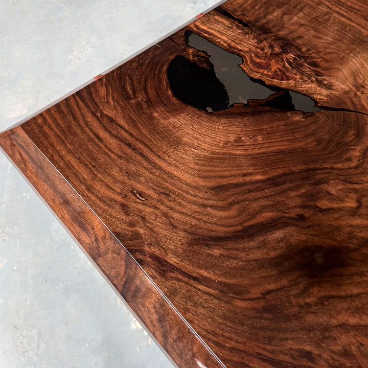 Seawavetable-Handcrafted epoxy resin table in black walnut wood