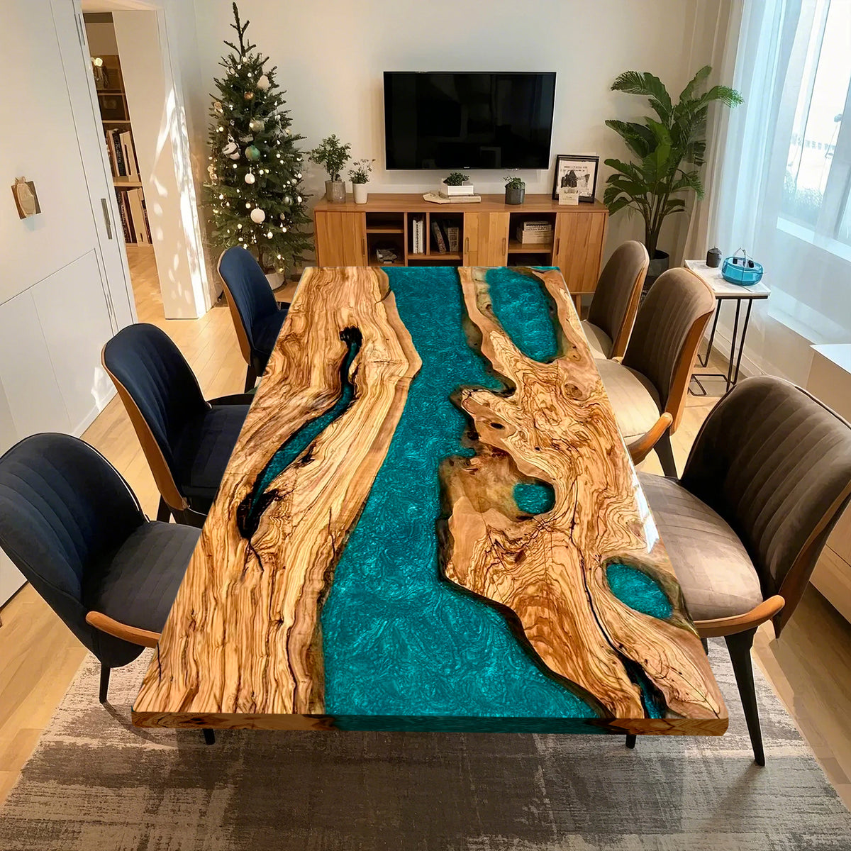 Recessed Table. Custom Custom Epoxy Resin Conference Table โ SEAWAVETABLE