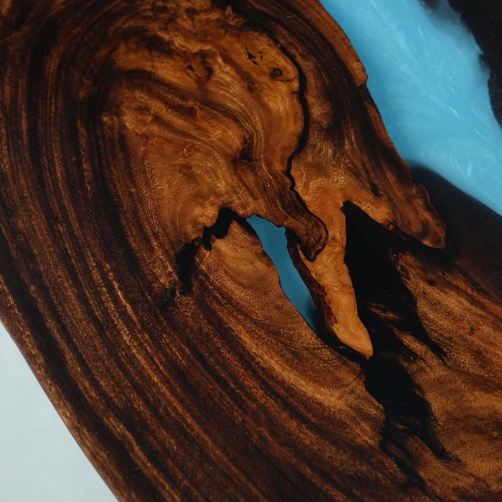 SeawaveTable-Unique walnut epoxy river table with customizable wood and resin.