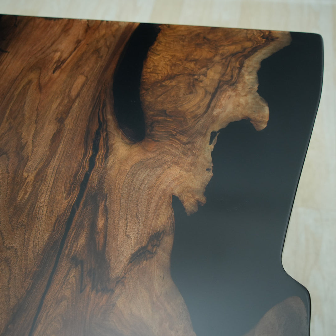 Seawavetable-Black walnut wood epoxy table with live edges 
