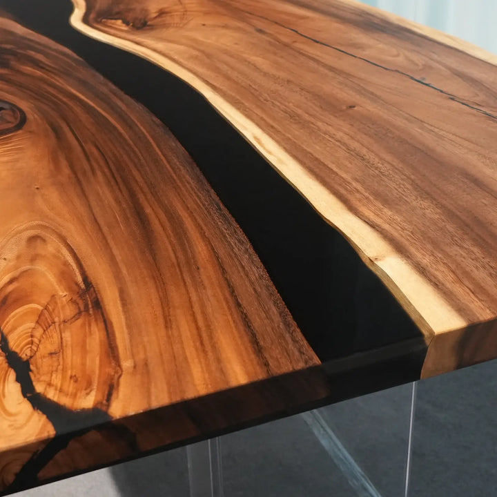 Seawavetable-Luxury handmade epoxy river extendable dining table live edge walnut