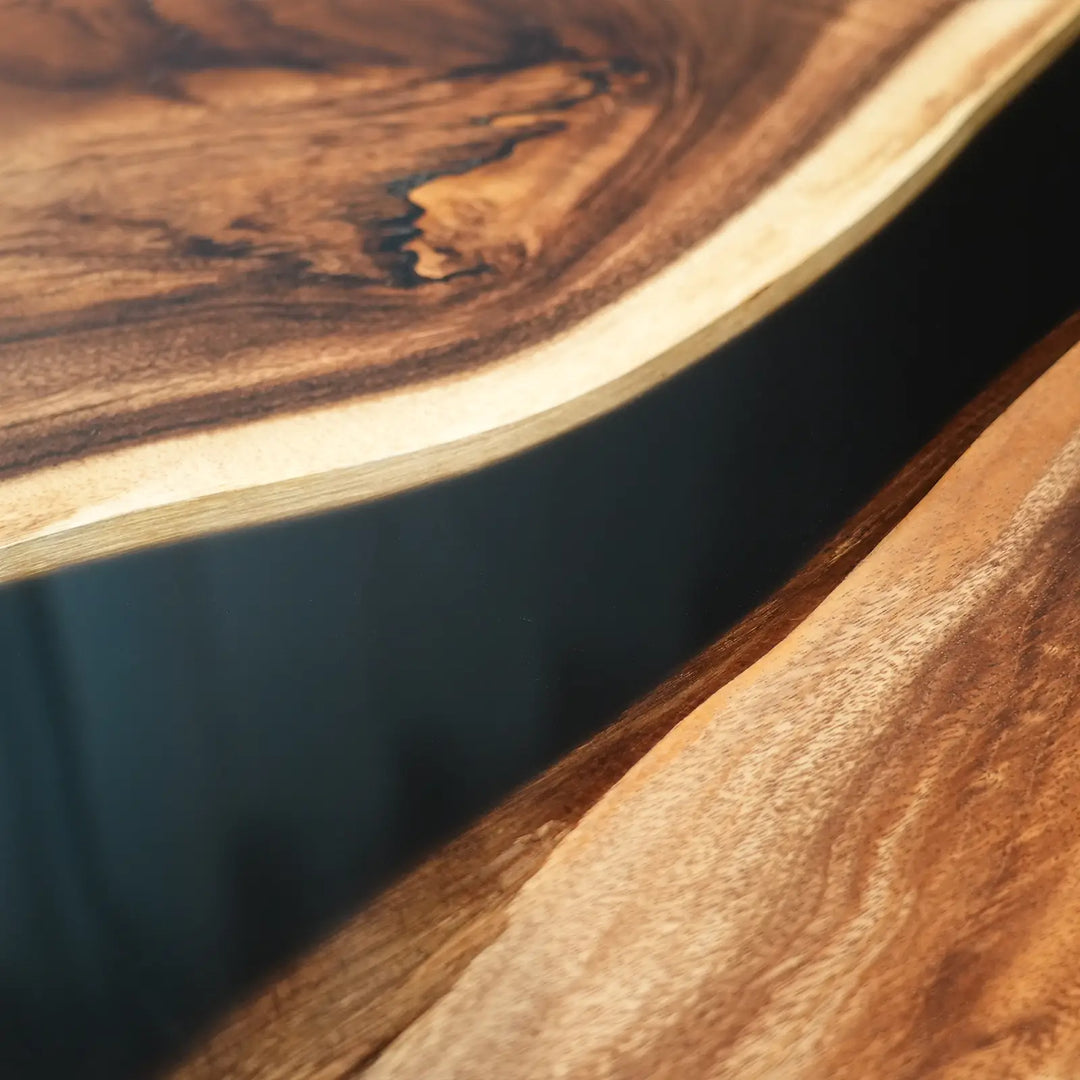Seawavetable-Live edge walnut epoxy extendable dining table for home entertaining