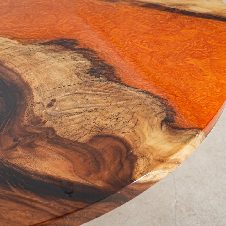SeawaveTable-High-quality custom epoxy table with smooth orange resin finish.