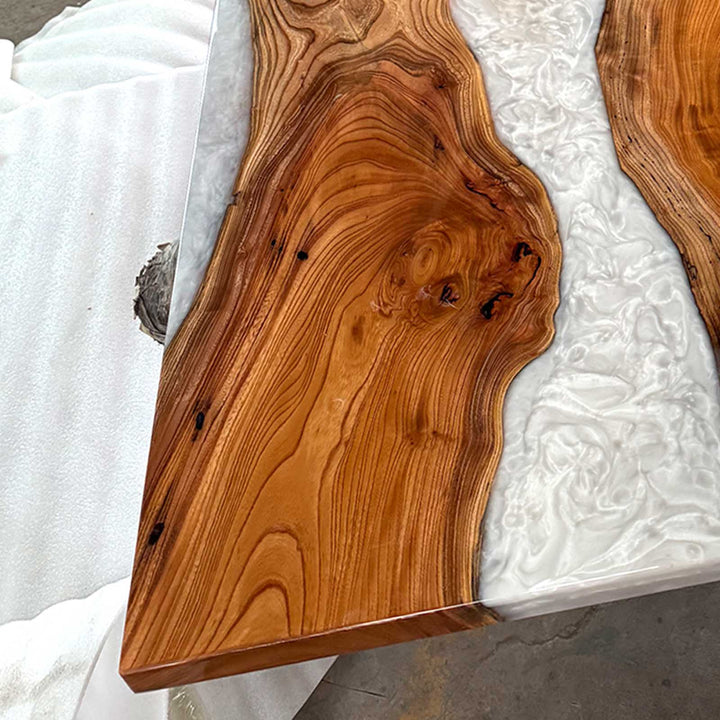 Seawavetable-Minimalist full-gloss beech wood resin table for living room