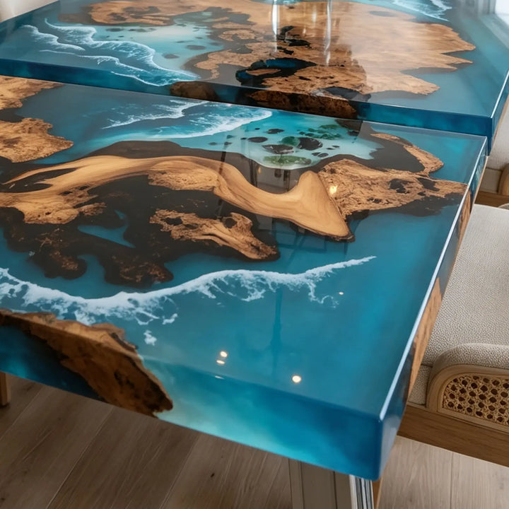 Seawavetable-Heavy duty hidden metal extension hardware for cunninghamia wood epoxy table