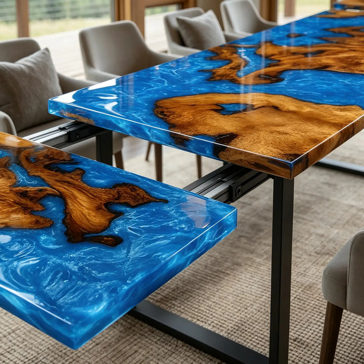 Seawavetable- luxury blue river resin dining table mountain modern home interior
