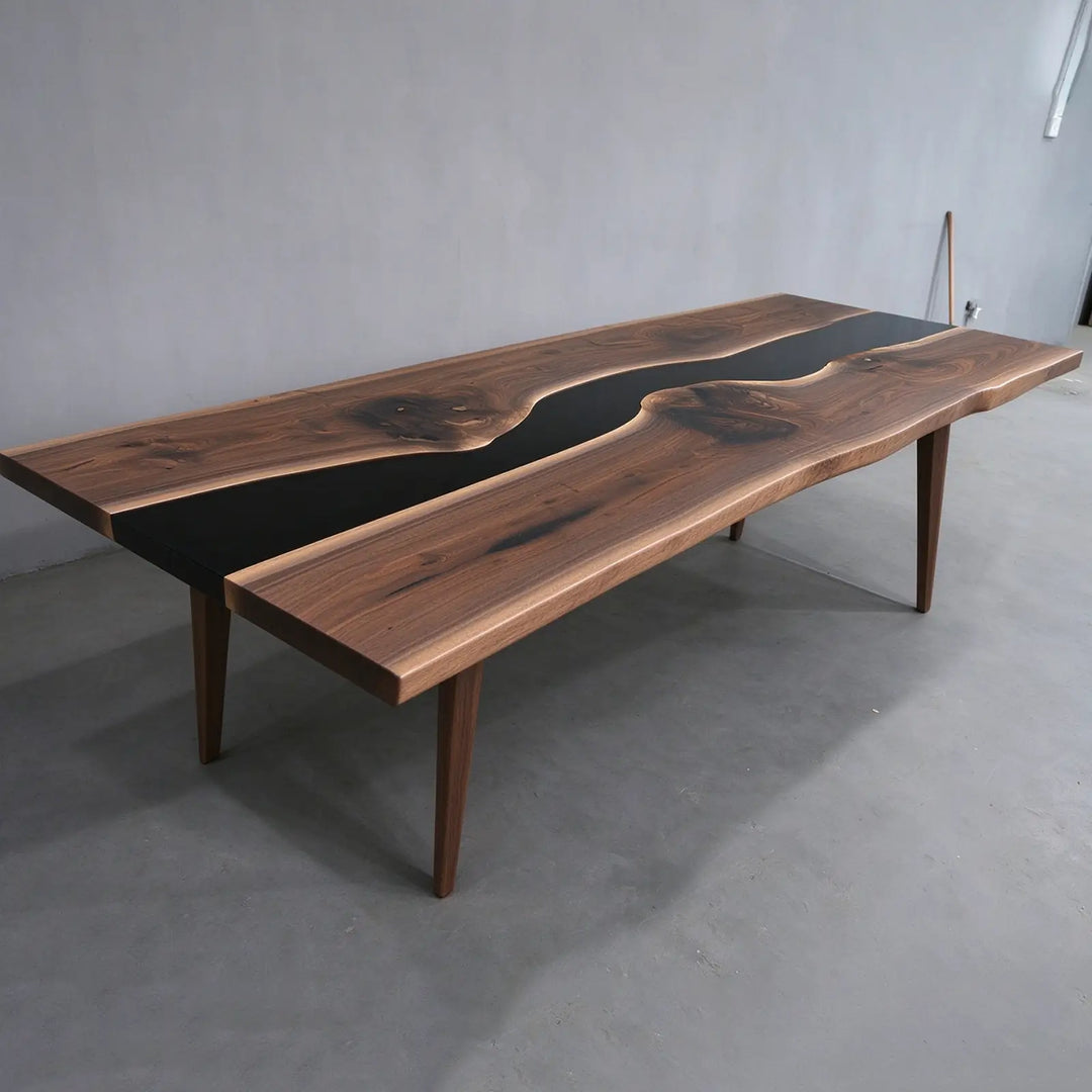 Seawavetable-Custom solid walnut epoxy table multi-use dining and conference desk
