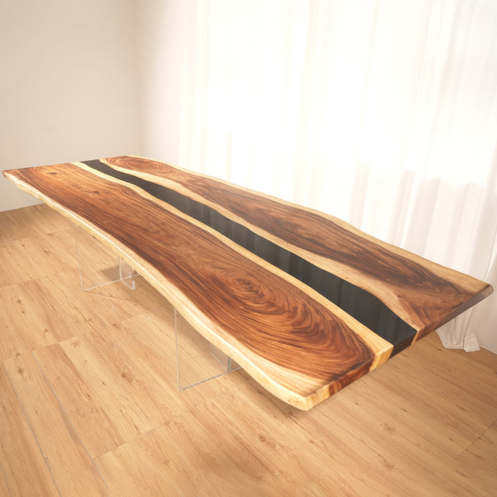 Seawavetable-Long rectangular epoxy river dining table
