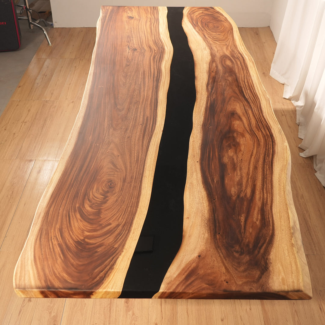 Seawavetable-Custom walnut wood epoxy dining table