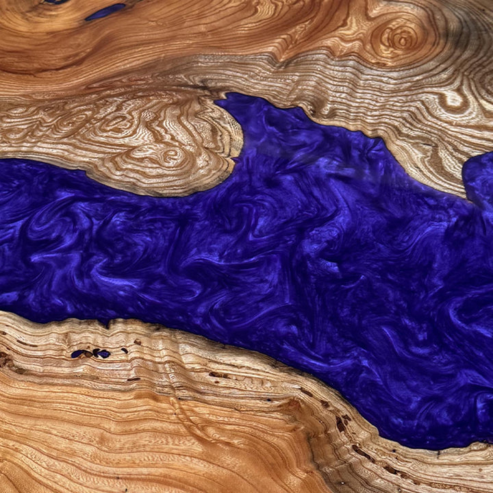 Seawavetable-Ohio Artisan Round Dining Table with Royal Blue Epoxy Resin