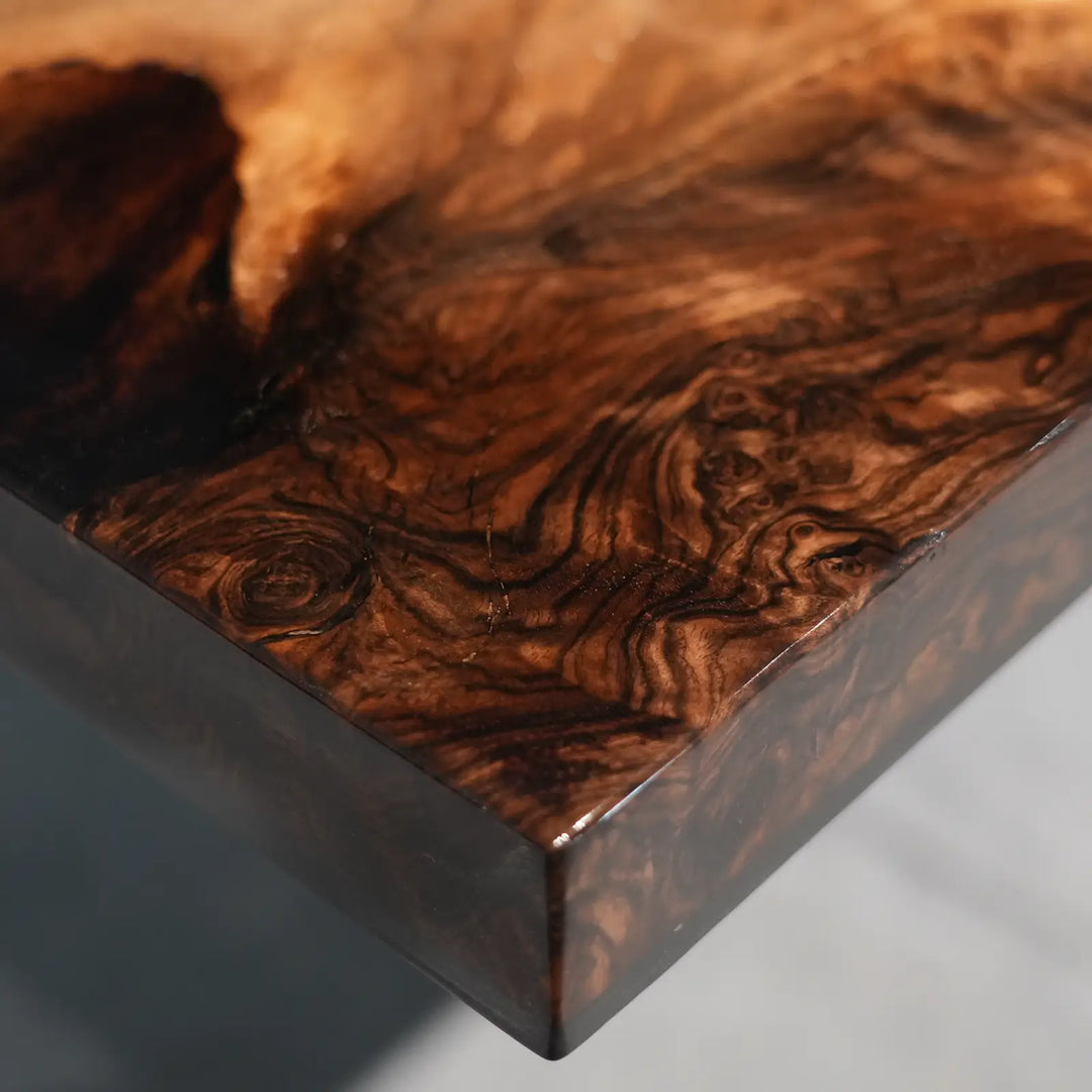 Seawavetable‑High‑end black walnut epoxy furniture, dual‑side expandable design for flexible seating