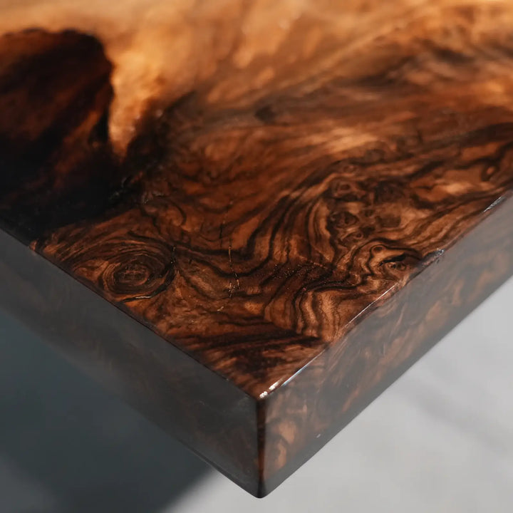Seawavetable‑High‑end black walnut epoxy furniture, dual‑side expandable design for flexible seating