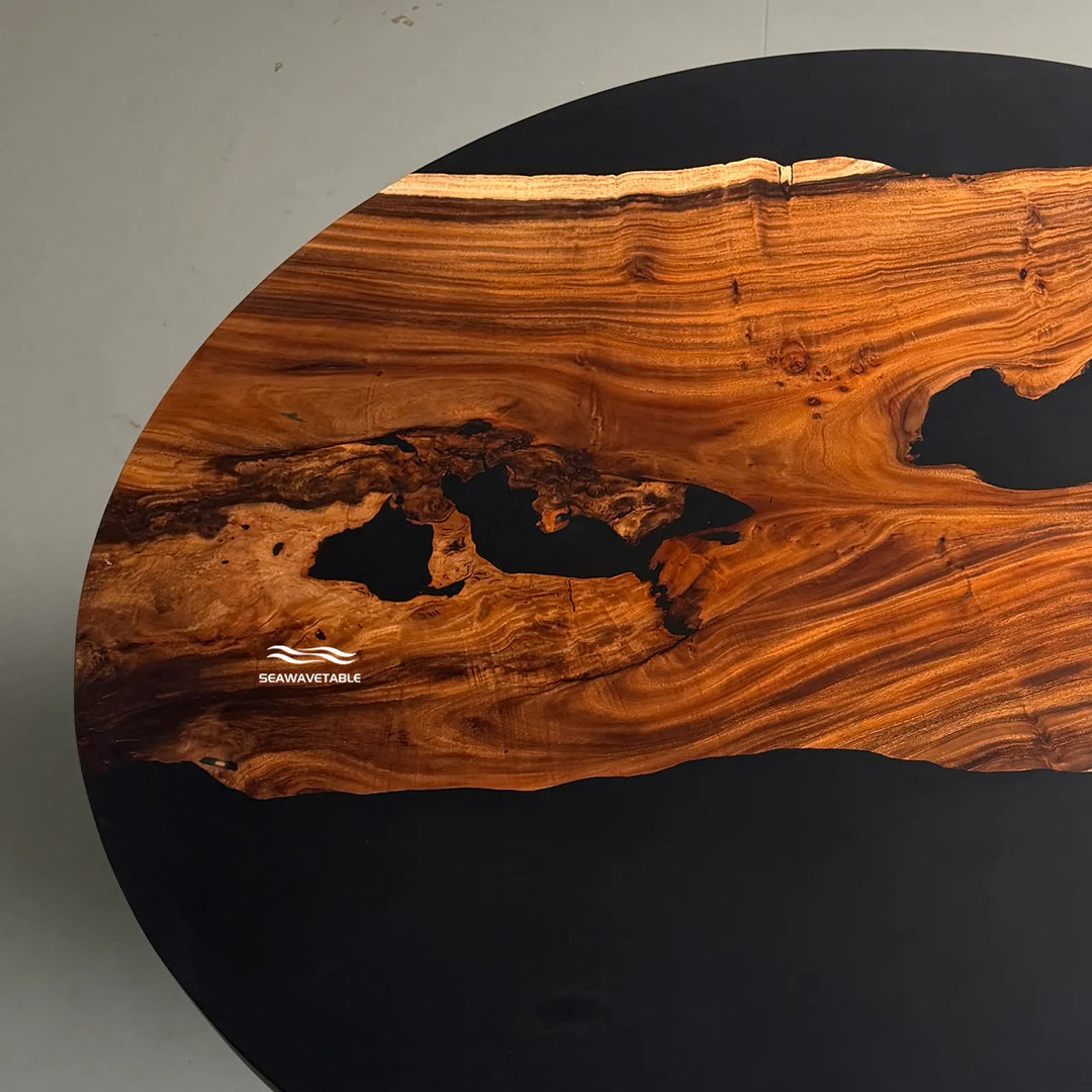 In-stock epoxy resin wood table for modern dining room