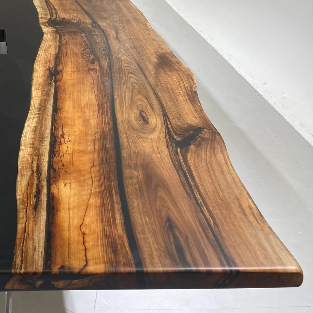 Seawavetable-modern executive conference table live edge black walnut matte finish