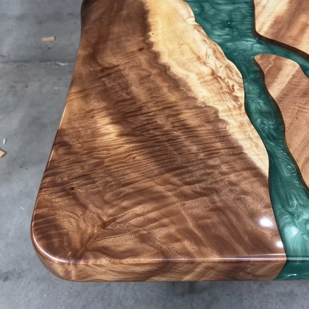 Seawavetable- natural live edge walnut epoxy art table for home decor