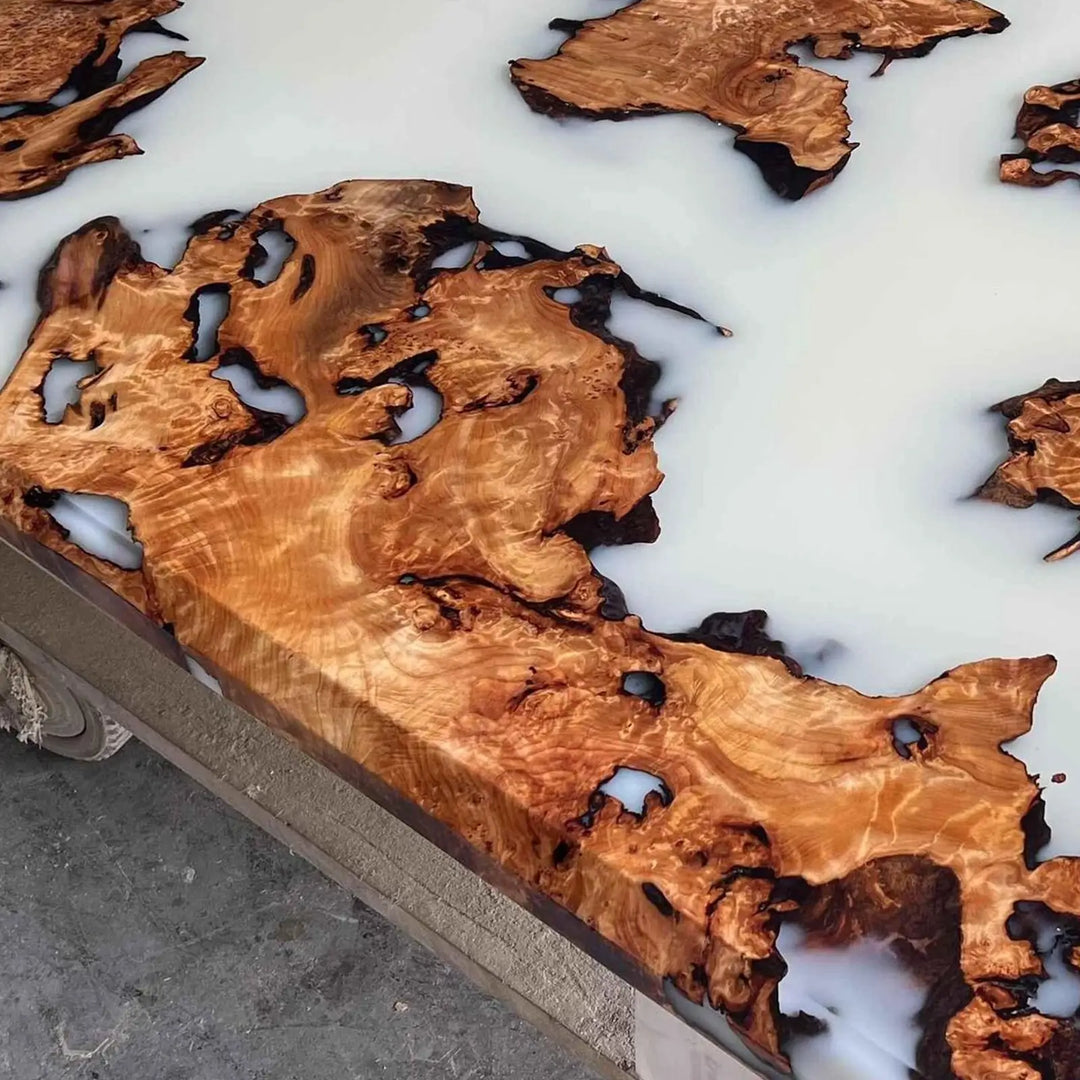 Seawavetable-ready to ship cunninghamia burl epoxy table exclusive lunar silk resin